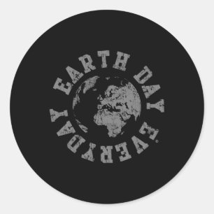 Retro Earth Day Day Environmental Climate Cha Ronde Sticker