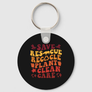 Retro Earth Day Save Bijen Reddingsdieren Recyclen Sleutelhanger