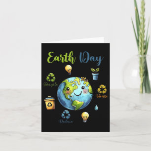 Retro Earth Day Verminderen Hergebruik Recyclen  Kaart