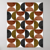 Retro Earth Tone Geometric Half-Moon Poster (Voorkant)