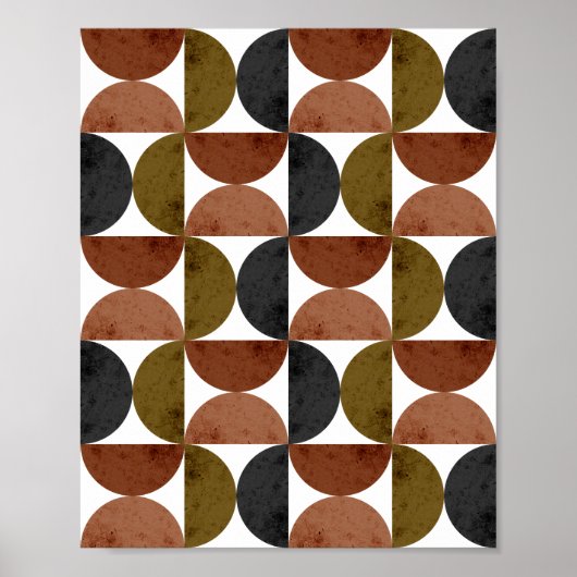 Retro Earth Tone Geometric Half-Moon Poster (Voorkant)
