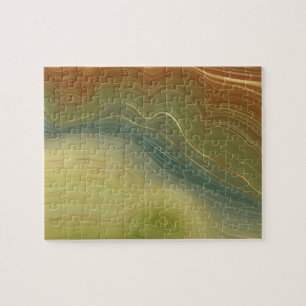 Retro Earthy Strata    neutraal toon-agaat Legpuzzel