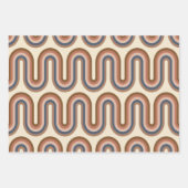 Retro Earthy Wavy Lines in Brown Inpakpapier Vel (Voorkant 3)
