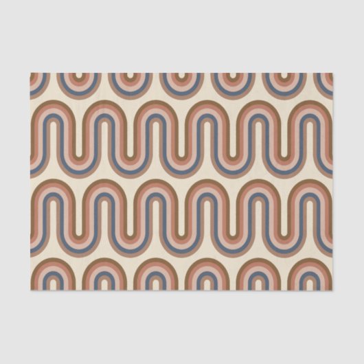 Retro Earthy Wavy Lines in Brown Tissuepapier (Voorkant)