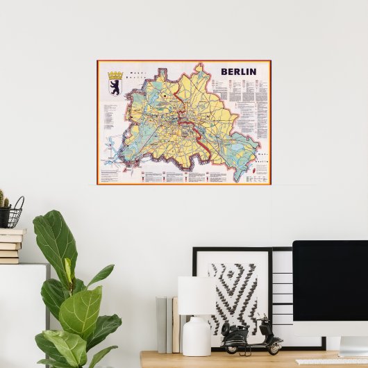 Retro East/West Berlin Map Poster (Thuiskantoor)