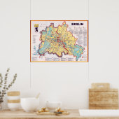 Retro East/West Berlin Map Poster (Keuken)