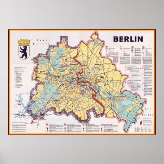 Retro East/West Berlin Map Poster (Voorkant)