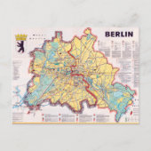 Retro East/West Berlin Map Poster Briefkaart (Voorkant)