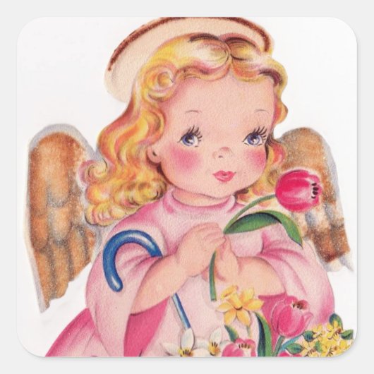 Retro Easter Angel Holiday sticker (Voorkant)
