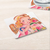 retro  Easter Angel Kartonnen Onderzetters (Schuin)