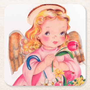retro Easter Angel Kartonnen Onderzetters
