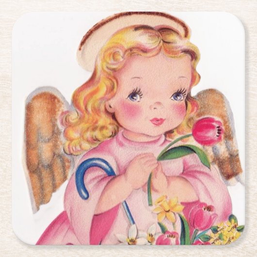 retro  Easter Angel Kartonnen Onderzetters (Voorkant)