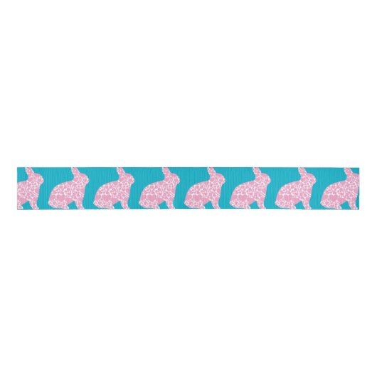 Retro Easter art hip cartoon roze hartbundel Grosgrain Lint (Voorkant)