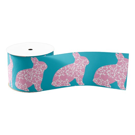 Retro Easter art hip cartoon roze hartbundel Grosgrain Lint (Spoel)