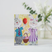 Retro Easter Bunnies Briefkaart (Staand voorkant)