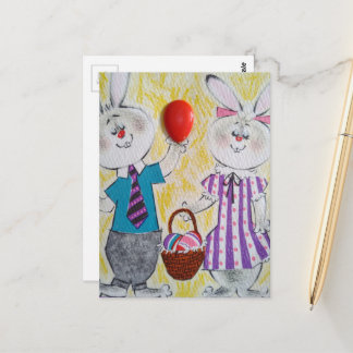 Retro Easter Bunnies Briefkaart