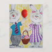 Retro Easter Bunnies Briefkaart (Voorkant)