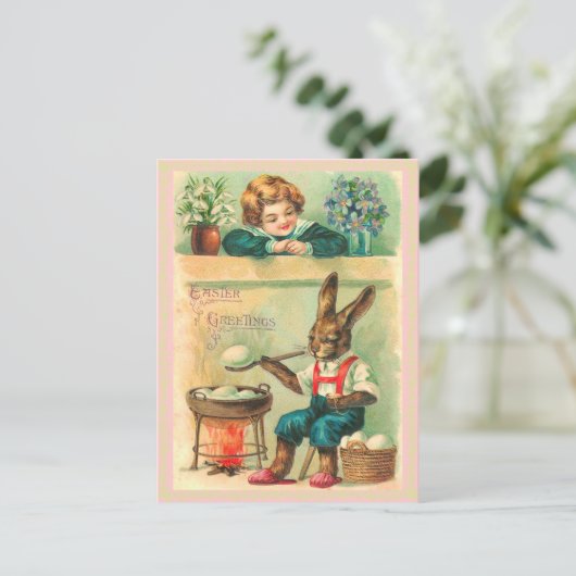 Retro Easter Bunny Briefkaart (Staand voorkant)