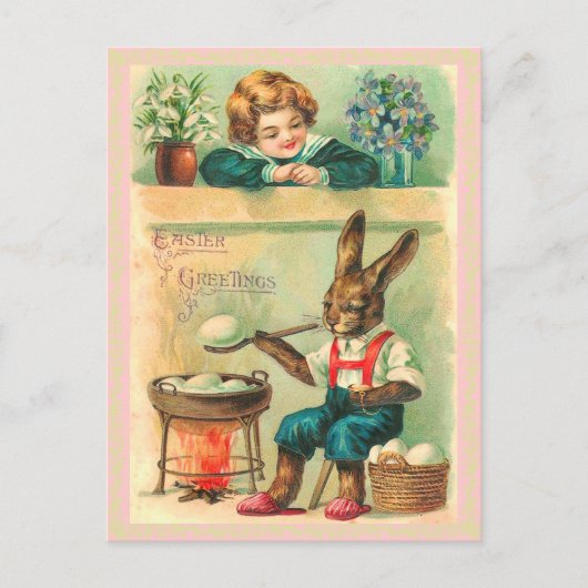 Retro Easter Bunny Briefkaart (Voorkant)