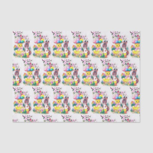 retro easter bunny chick tissuepapier (Voorkant)