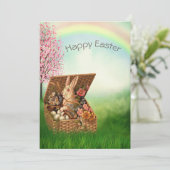  Retro Easter Bunny Feestdagenkaart (Staand voorkant)