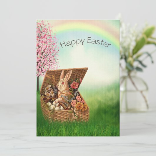  Retro Easter Bunny Feestdagenkaart (Staand voorkant)