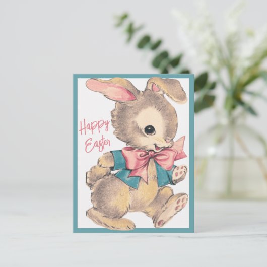  Retro Easter Bunny Feestdagenkaart (Staand voorkant)