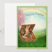  Retro Easter Bunny Green Feestdagenkaart (Voorkant / Achterkant)