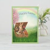 Retro Easter Bunny Green Feestdagenkaart (Staand voorkant)