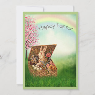  Retro Easter Bunny Green Feestdagenkaart