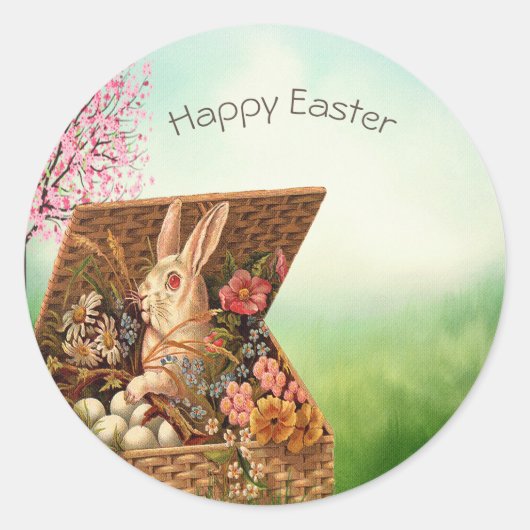  Retro Easter Bunny Ronde Sticker (Voorkant)