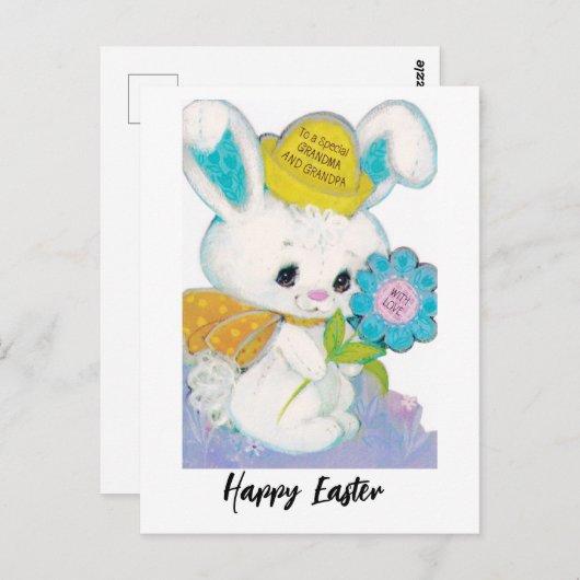 Retro Easter Bunny voor oma en opa Briefkaart (Voorkant / Achterkant)