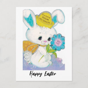 Retro Easter Bunny voor oma en opa Briefkaart