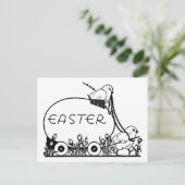 Retro Easter Easter Egg en Chicken Coloring Feestdagenkaart (Staand voorkant)