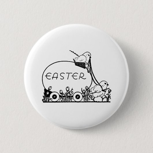 Retro Easter Easter Egg en Chicken Ronde Button 5,7 Cm (Voorkant)