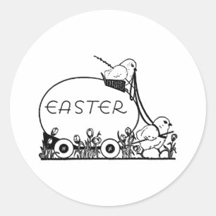 Retro Easter Easter Egg en Chicken Ronde Sticker
