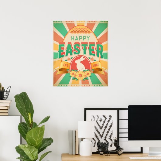 Retro Easter Easter Egg Hunt Holiday Kaart Poster (Thuiskantoor)