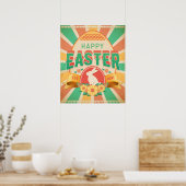 Retro Easter Easter Egg Hunt Holiday Kaart Poster (Keuken)