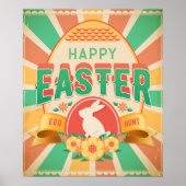 Retro Easter Easter Egg Hunt Holiday Kaart Poster (Voorkant)