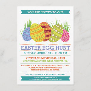 Retro Easter Egg Hunt Decorating Party Kaart