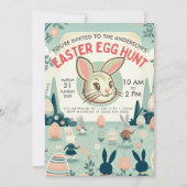 Retro Easter Egg Hunt Uitnodiging (Voorkant)