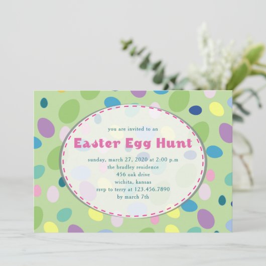 Retro Easter Eggs Party Uitnodiging (Staand voorkant)