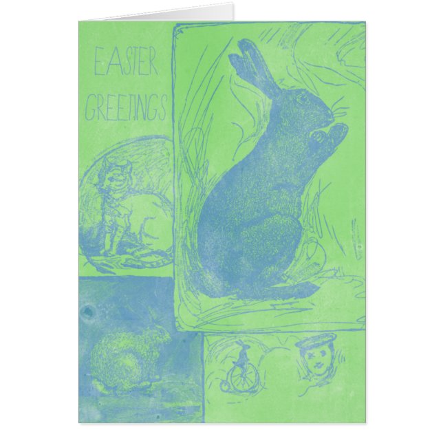 Retro Easter Greetings Easter Bunny Wenskaart (Voorkant)