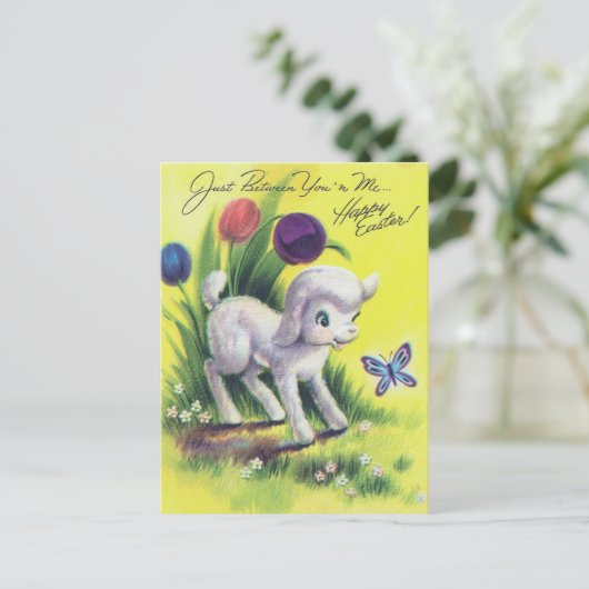 Retro Easter Lamb Happy Paast Briefkaart (Staand voorkant)