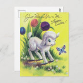 Retro Easter Lamb Happy Paast Briefkaart (Voorkant / Achterkant)