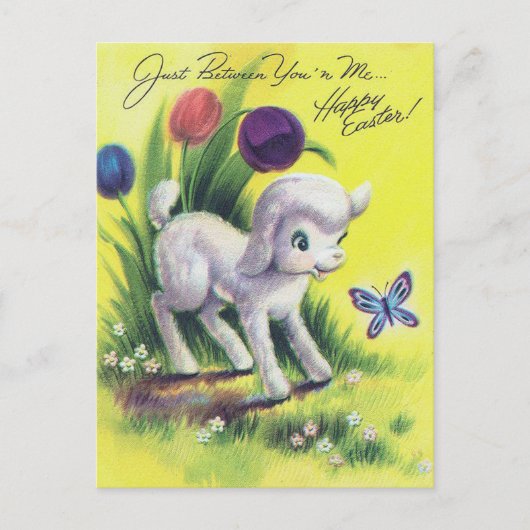 Retro Easter Lamb Happy Paast Briefkaart (Voorkant)