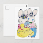 Retro Easter Rabbits Briefkaart (Voorkant / Achterkant)
