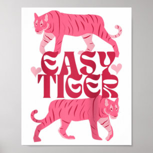 Retro Easy Tiger Boho Tattoo Style Valentijnsdag Poster