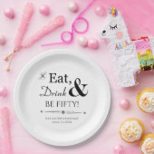 Retro Eat Drink & 50 Throwback 50e verjaardag Papieren Bordje (Feest)