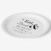 Retro Eat Drink & 50 Throwback 50e verjaardag Papieren Bordje (Gekanteld)